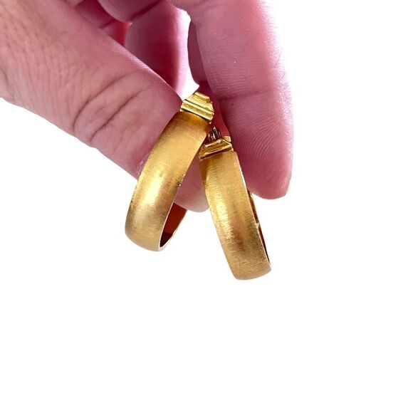 Vintage Monet Thick Gold Hoop Clip On Earrings - Picture 3 of 4